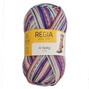 REGIA Sock yarn Color 4-ply, 03790 Funky Red and Blue 100g