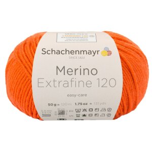 Schachenmayr Merino wool Extrafine 120, 00125 Orange 50g