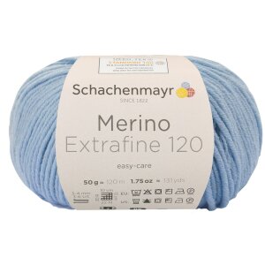 Schachenmayr Merino wool Extrafine 120, 00152 Light Blue 50g