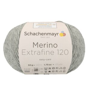 Schachenmayr Merino wool Extrafine 120, 00190 Light Grey...