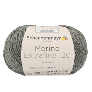 Schachenmayr Merino wool Extrafine 120, 00192 Medium Grey...