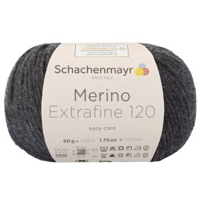 Schachenmayr Merino wool Extrafine 120, 00198 Anthracite...
