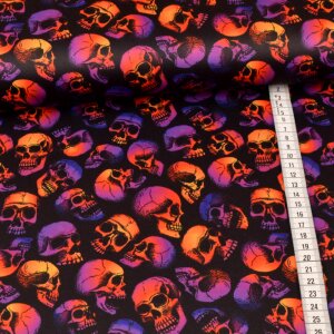 Costume Fabric - Skull Nightmare on Black