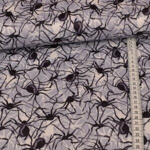 Costume Fabric - Black Spider on Light Grey