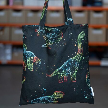 Shopping bag Colorful Dino Outlines– Glitzerpüppi Exclusive in-house production