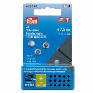 Hollow rivets, 3-4mm, silver, 25 pieces (403170)