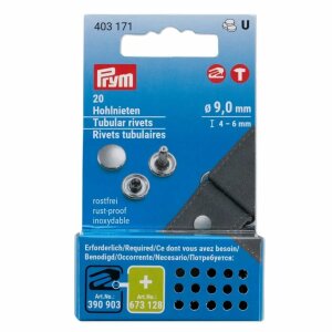 Hollow rivets, 4-6mm, silver, 20 pieces (403171)