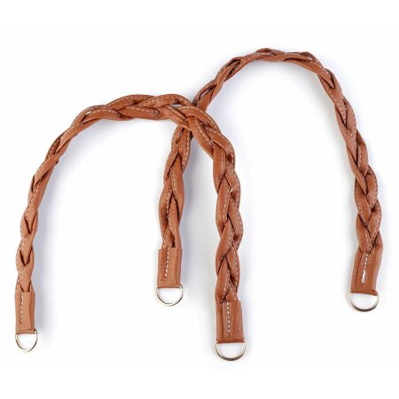 Faux leather bag handle braided - 2 Pieces - 50cm Light Brown