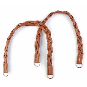 Faux leather bag handle braided - 2 Pieces - 50cm Light...