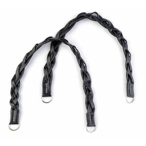 Faux leather bag handle braided - 2 Pieces - 50cm Black