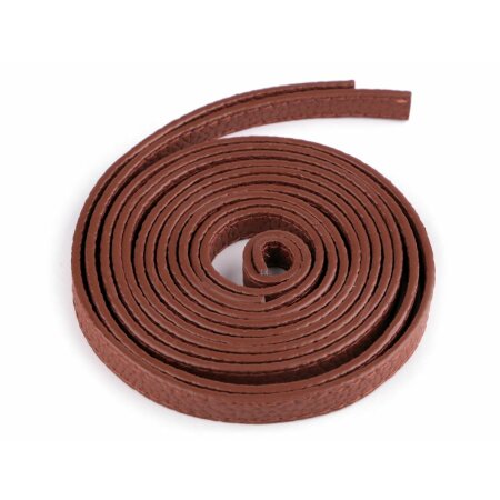 Webbing leather look stitched - 2 pieces - 120cm cognac brown