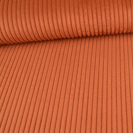 Wide Corduroy Velvet Upholstery Fabric - Swafing - Terracotta