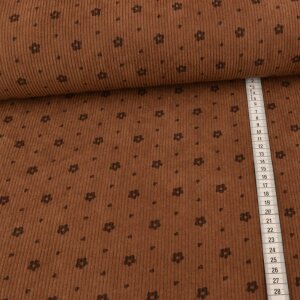 Cord Jersey - Little Flowers on Brown