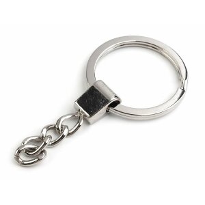 Key ring with chain - Ø30 mm nickel