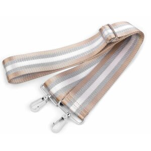 Bag strap with carabiners 79-142 cm - beige silver