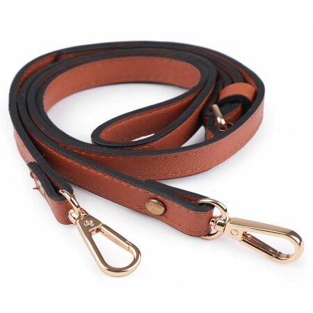 Bag strap with carabiners adjustable 108-124 cm - cognac brown gold
