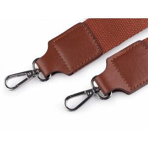 Fabric bag strap with carabiners 113 cm - cognac brown...