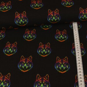 Summersweat French Terry - Multicolor Wolf on Black