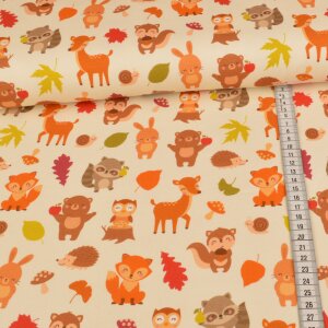 French Terry Swafing - Cute Forest Friends - Cream