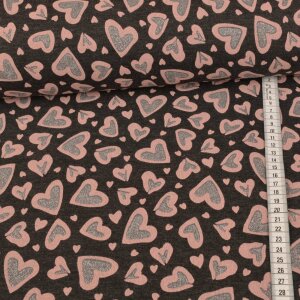 Year round Sweat French Terry brushed - Glitter Hearts on...