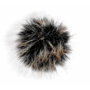 Faux Fur Pompom black beige 12 cm