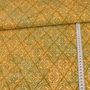 cotton woven fabric - unique batik symbol - mustard