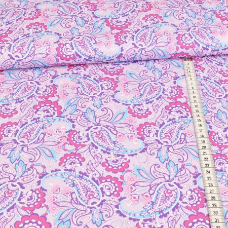 Cotton woven fabric - Oriental floral world on lilac
