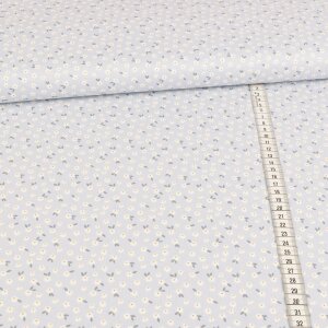 Cotton woven fabric - scattered flowers on light blue