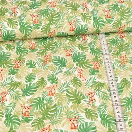 Jersey - monkeys and palm leaves on cream