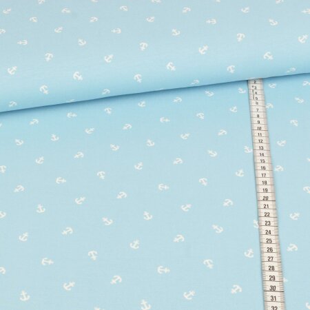 Jersey - Small anchors on light blue