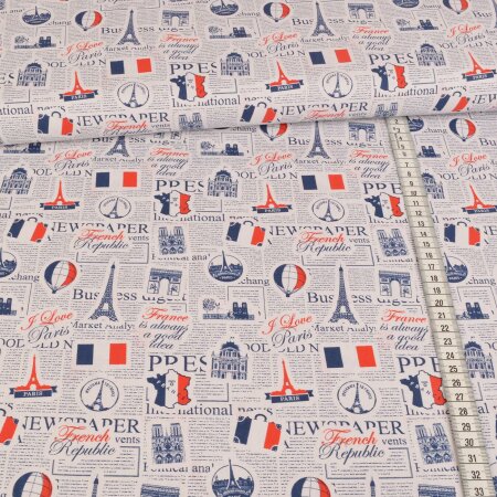 cotton fabric - I love Paris