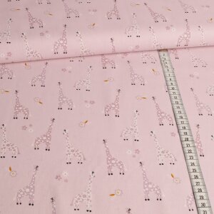 cotton fabric - Giraffes old pink