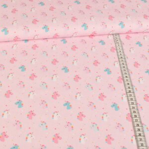 cotton fabric - Unicorns and stars pink
