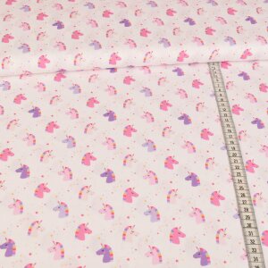 cotton fabric - Unicorns and stars white