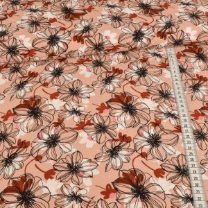 Viscose Poplin - Abstract poppies on old pink