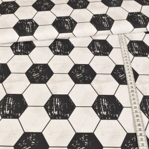 Cotton Fabric Swafing - Football Hexagons Black White