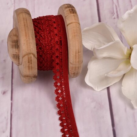 Elastic Lace Curved Edge Red 20mm
