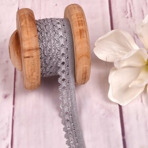 Elastic Lace Curved Edge Silver 20mm