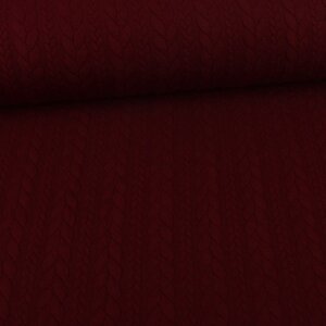 Knit Jaquard Knitted Fabric with Braid Pattern Bordeaux