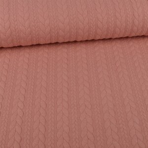 Knit Jaquard knitted Fabric with Braid Pattern Light Pink