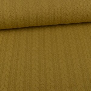 Knit Jaquard knitted Fabric with Braid Pattern Olive Green