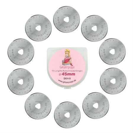 45 mm Spare Blades for Rotary Cutter / Rotary Cutter Blades (10 Pack Long-Life)