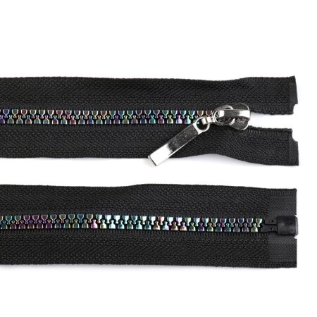 Rainbow Zipper Black 80 cm length