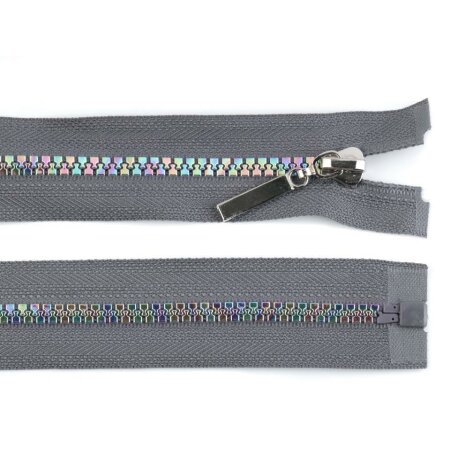 Rainbow Zipper Grey 50 cm length