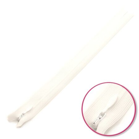 Concealed Zipper White 22cm Non Seperable YKK (0004715-501)