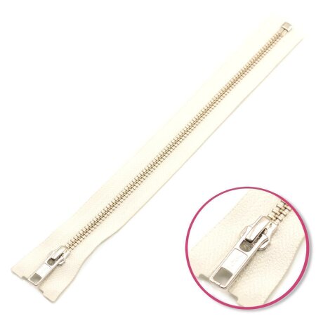 Zipper White 50cm Seperable Silver YKK (0573985-501)