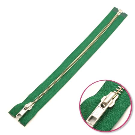 Zipper Green 25cm Seperable Silver YKK (0573985-878)