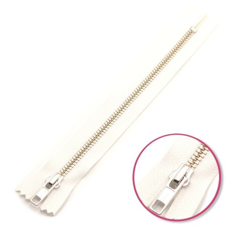 Zipper White 12cm Non Seperable Silver YKK (0573986-501)