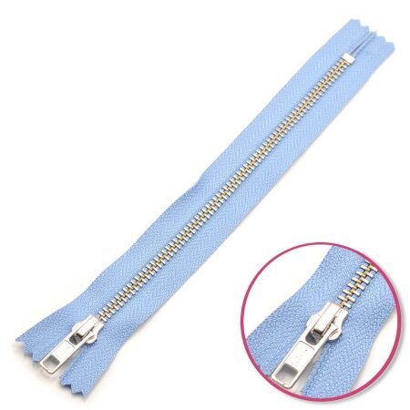 Zipper Pastel-Blue 12cm Non Seperable Silver YKK (0573986-546)