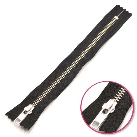 Zipper Black 14cm Non Seperable Silver YKK (0573986-580)